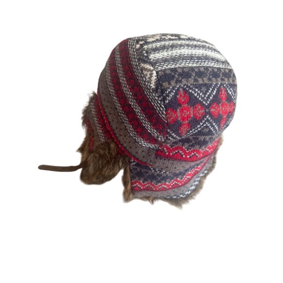 H&M Faux Fur-Lined Nordic Pattern Trapper Hat One Size - Picture 2 of 7
